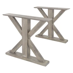 Pieds de table, lot de 2 80×72,5×16,5 cm Gris en bois massif WOMO-Design