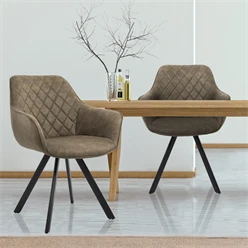 WOMO-DESIGN set of 2 dining chairs olive, avec dossier et accoudoirs, en velours avec pieds en métal