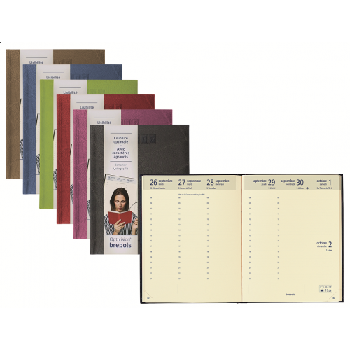 Agenda semainier optivision – BREPOLS – Format A5 – Couleurs assorties