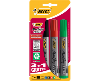 Lot de 4 Marqueurs – BIC – Pointe Biseau 3+1 Gratuit