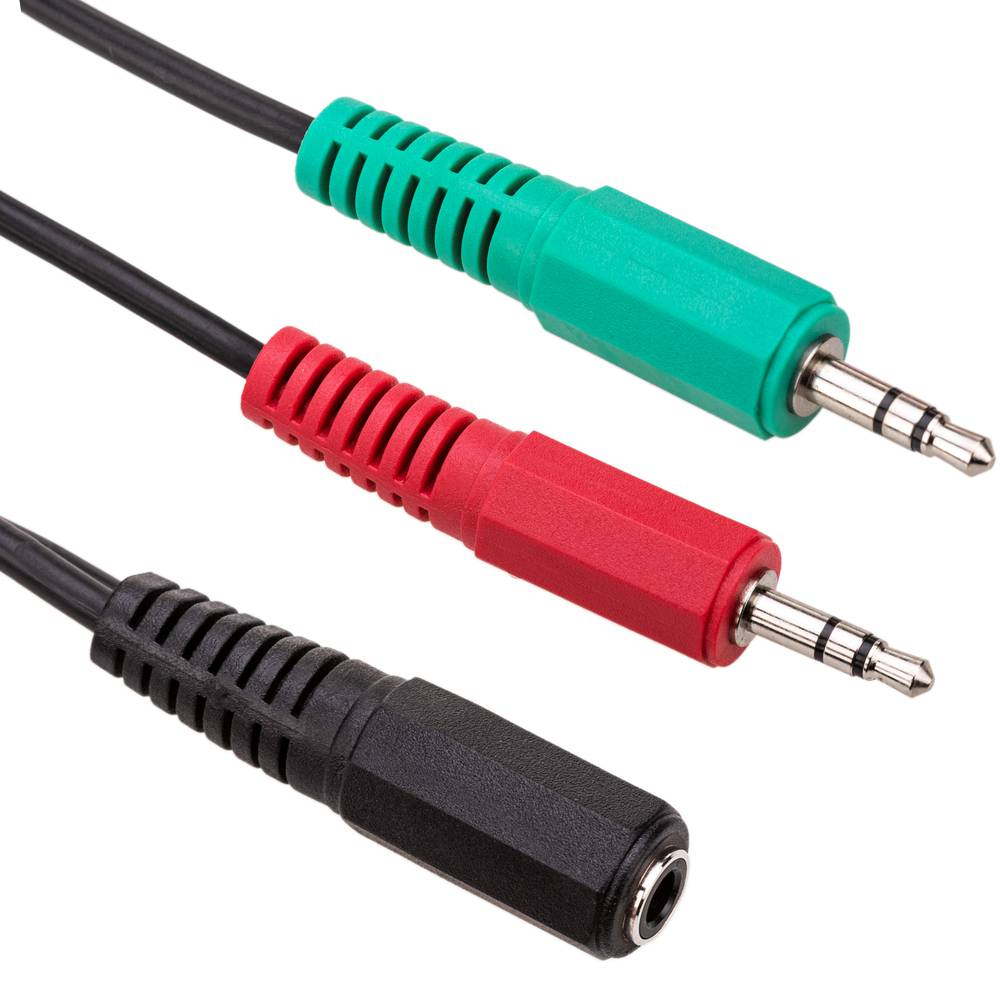 Adaptateur audio OMTP pour casque et microphone Minijack 3,5 mm femelle vers 2x Minijack 3,5 mm mâle