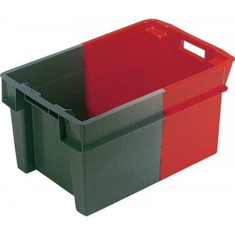 BAC GERBABLE EMBOITABLE PEHD GRIS/ROUGE 50L