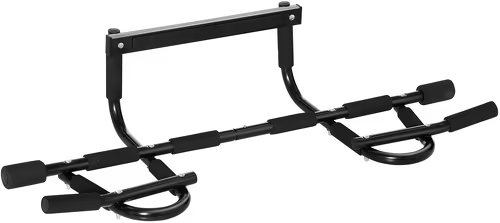 HOMCOM Barre de traction – barre de porte – pull up bar – barre d’étirement musculation pour cadres de porte – acier noir