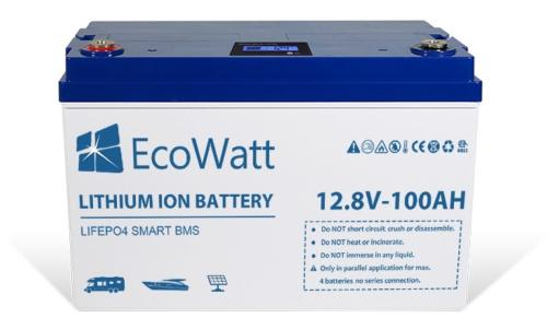 BATTERIE ECOWATT LITHIUM LIFEP04 SMART BMS 12,8V 100AH – ULTIMATRON