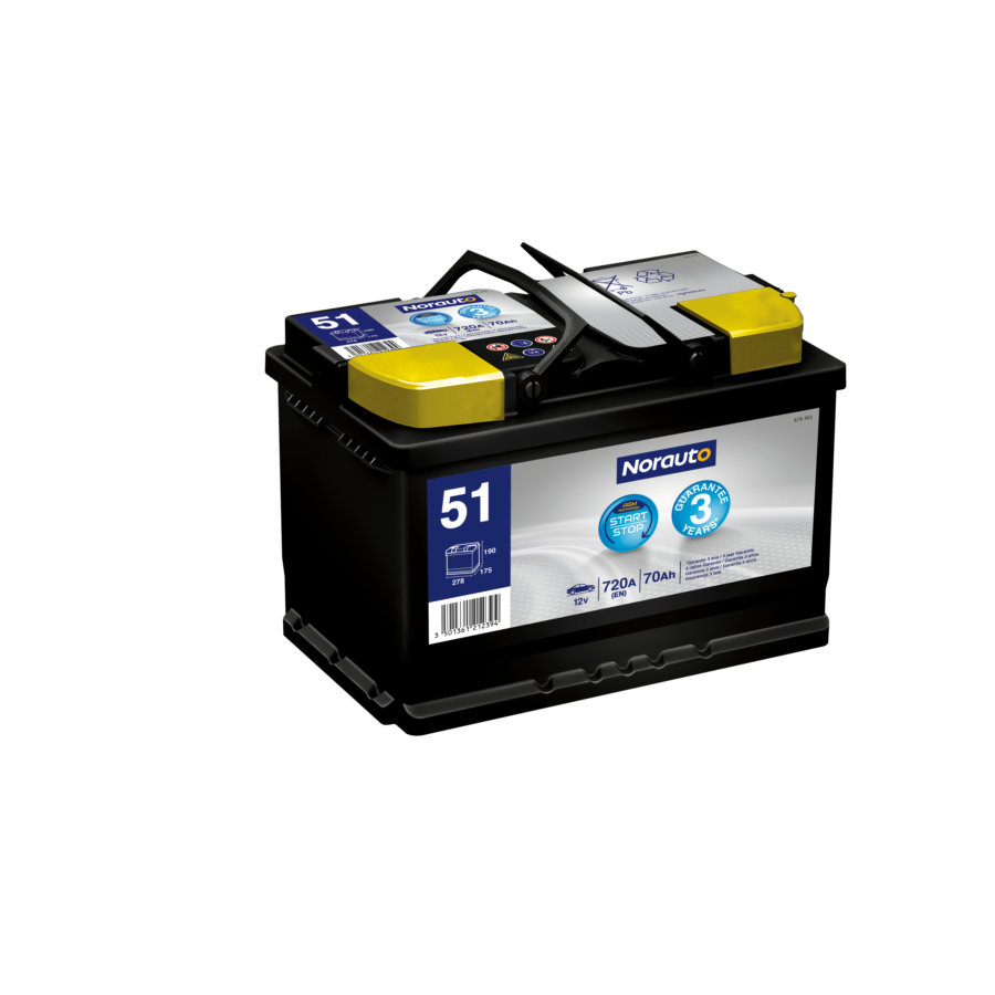 Batterie Start & Stop NORAUTO AGM BV51 70 Ah – 720 A