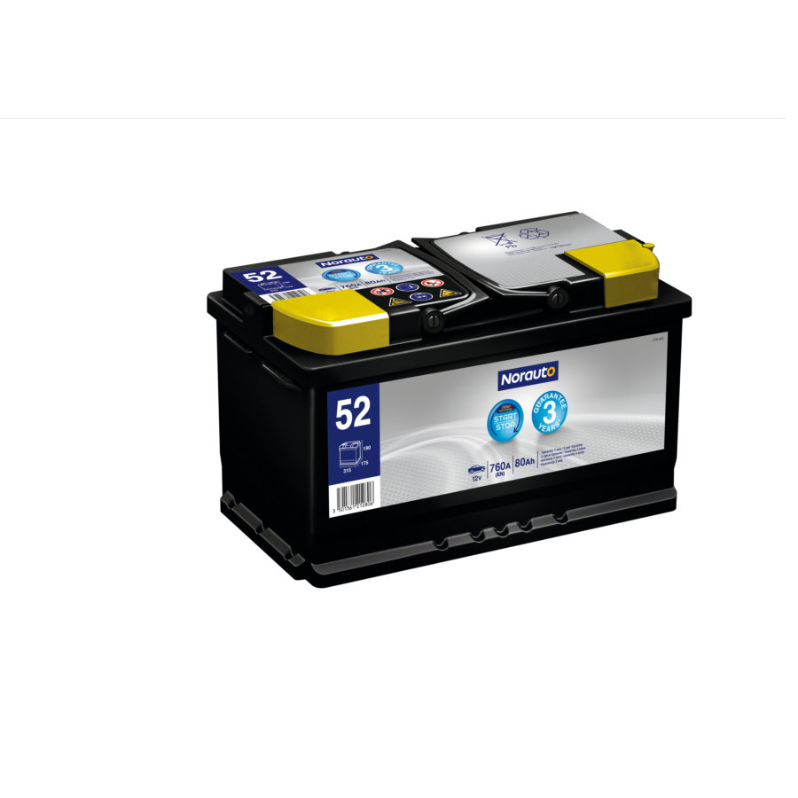 Batterie Start & Stop NORAUTO AGM BV52 80 Ah – 760 A