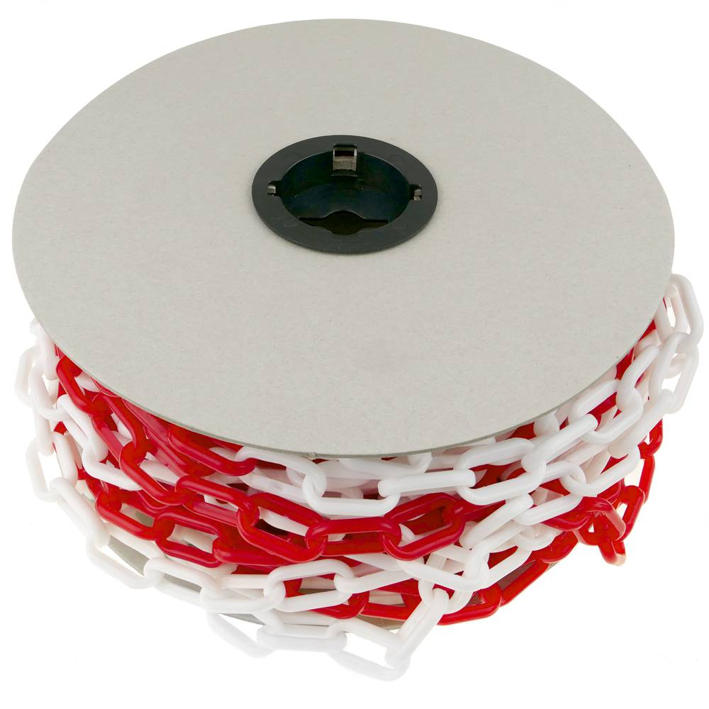 Chaîne en plastique rouge et blanc bicolor 35mm rouleau 25m pour la signalisation