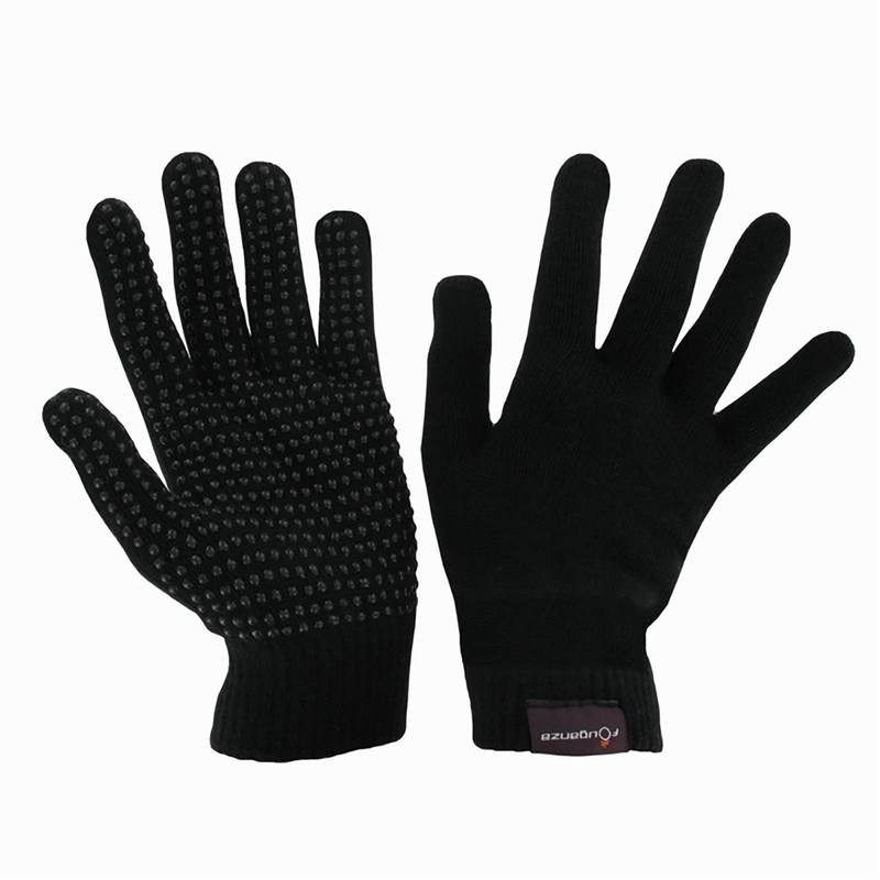 GANTS ÉQUITATION ADULTE TRICOT NOIR FOUGANZA