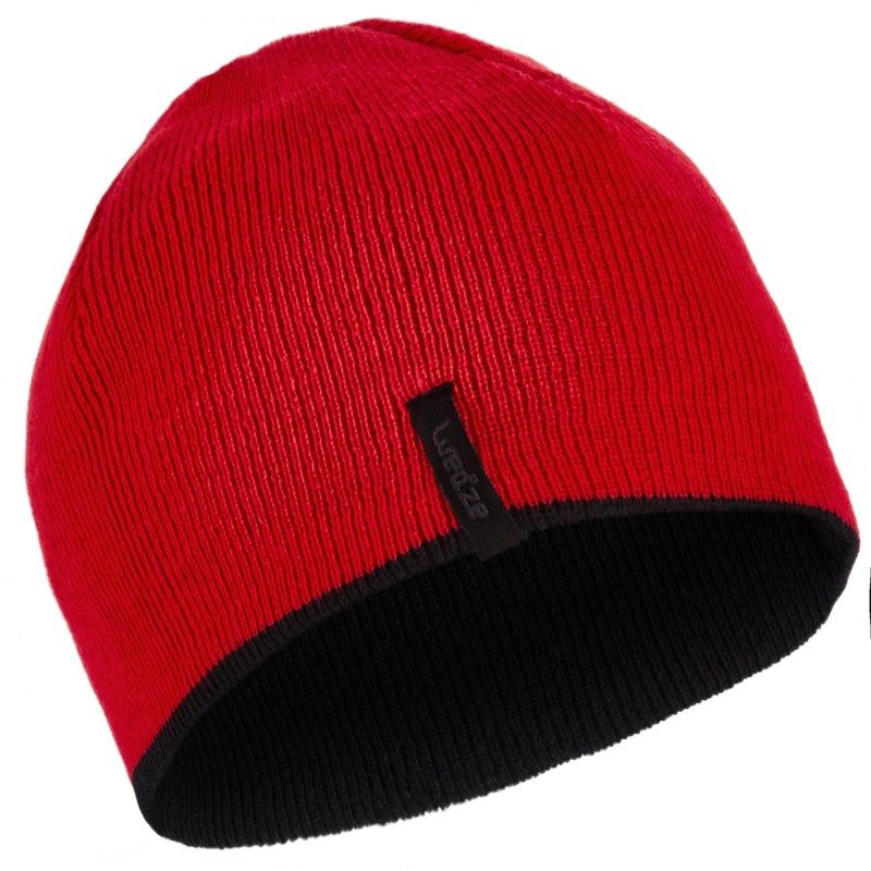 BONNET DE SKI ENFANT REVERSE NOIR ROUGE WED’ZE