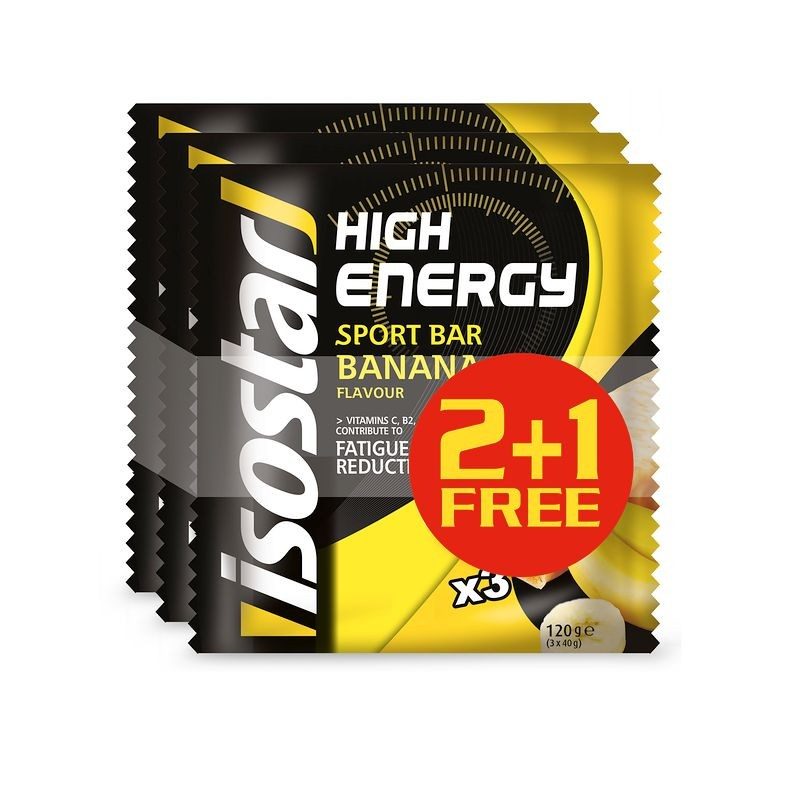 BARRE ÉNERGÉTIQUE HIGH ENERGY BANANE 6X40G + 3X40G FREE ISOSTAR