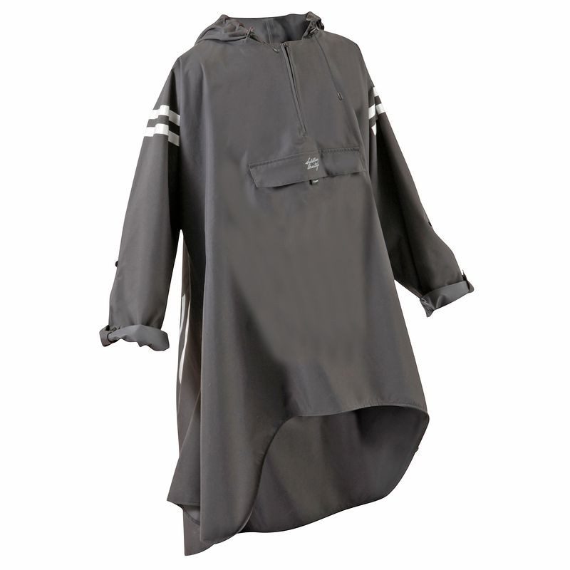 PONCHO ÉQUITATION ADULTE SENTIER GRIS FONCÉ AVEC BANDES REFLECHISSANTES FOUGANZA