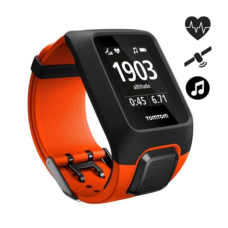 Montre de sport GPS Adventurer cardio + music au poignet orange/noire (taille L) TOMTOM