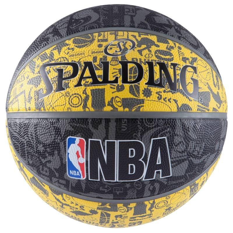 Ballon Basketball NBA Graffiti noir jaune T7 SPALDING