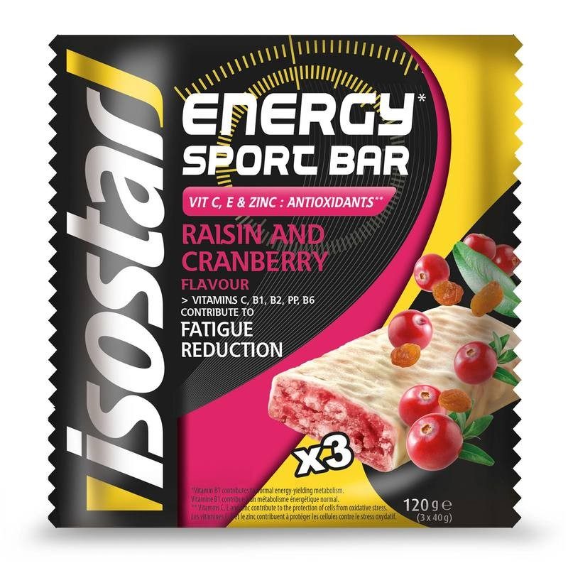 BARRE ÉNERGÉTIQUE ENERGY SPORT BAR RAISIN ET CRANBERRIES 3X40G ISOSTAR