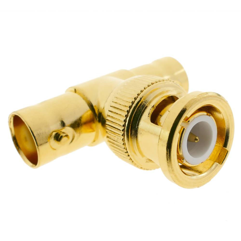 BNC RG6U d’or mâle-femelle-femelle pour “T”