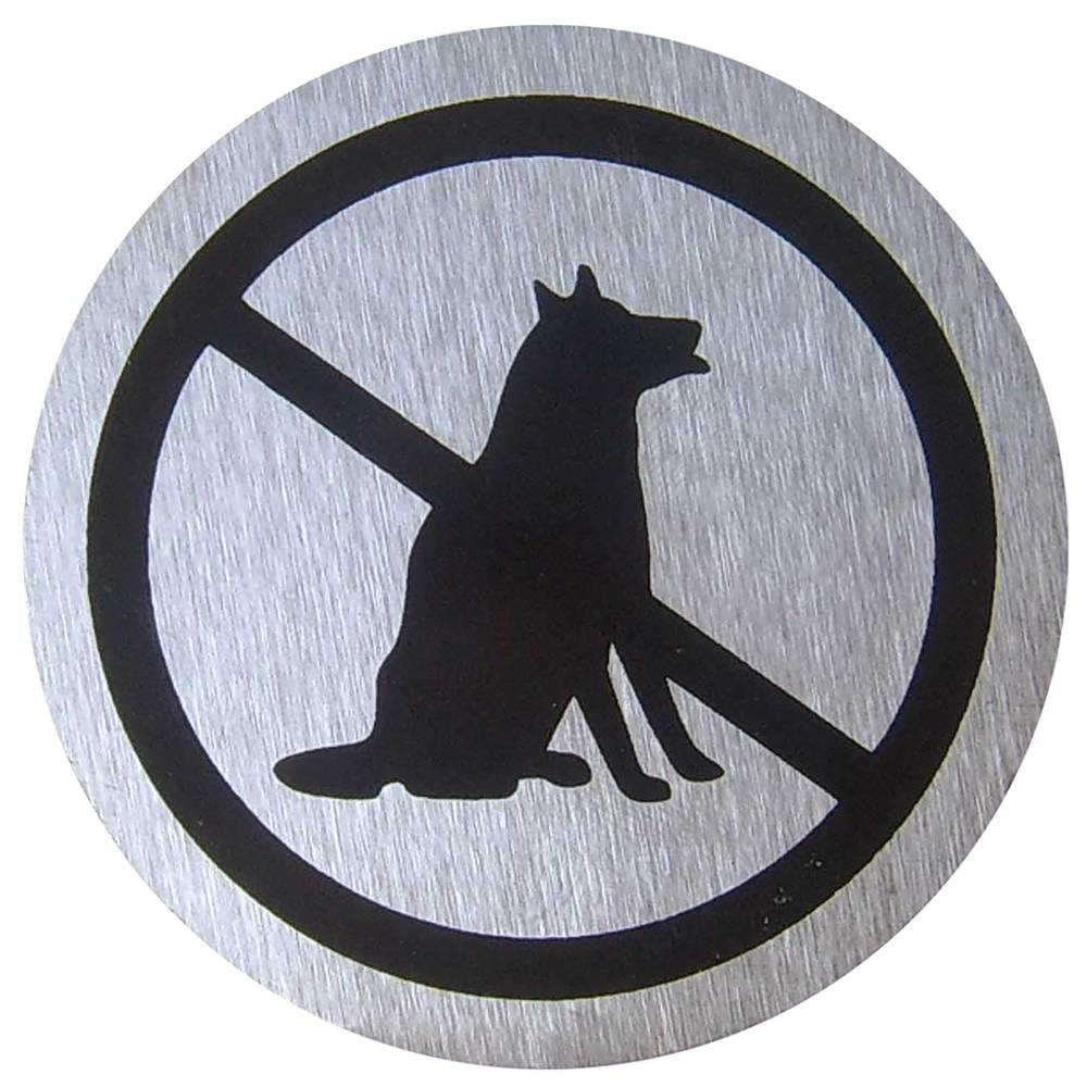 Signe interdit les chiens en acier inoxydable 65mm