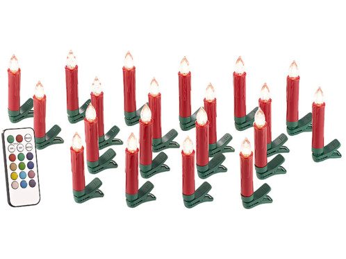 Bougies à LED pour sapin de Noël avec télécommande infrarouge – x20 – rouge