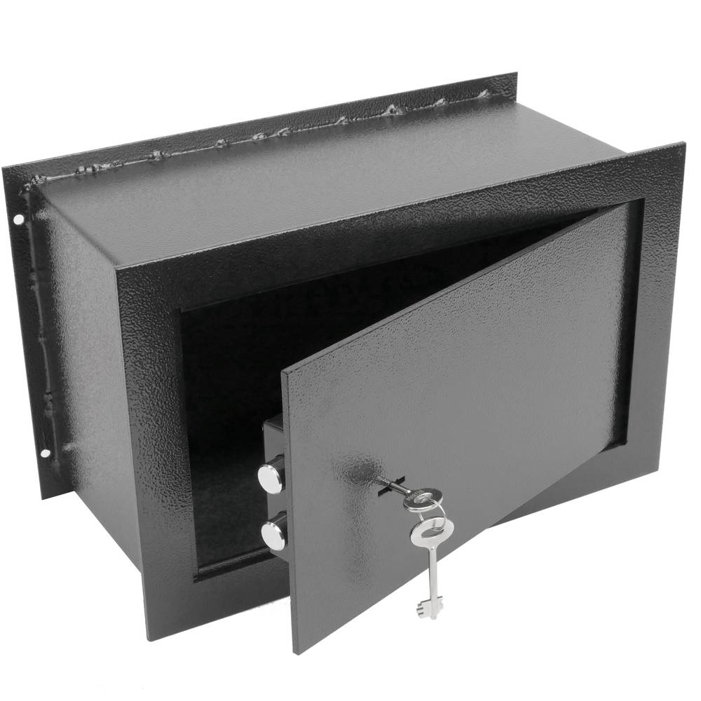 Coffre-fort mural de sécurité en retrait en acier à clé 26x15x18cm noir