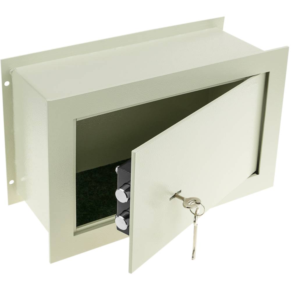 Coffre-fort mural de sécurité en retrait en acier à clé 36x15x23cm beige