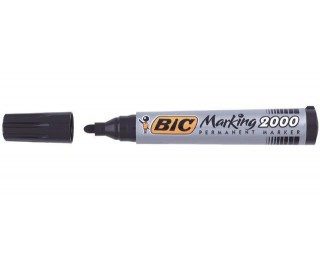 Lot 12 Marqueurs Permanents – BIC – Pointe Ogive – Noir