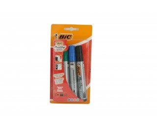 Lot 4 Marqueurs permanent 2300 – BIC – Pointe biseautée – Assortiment de couleurs