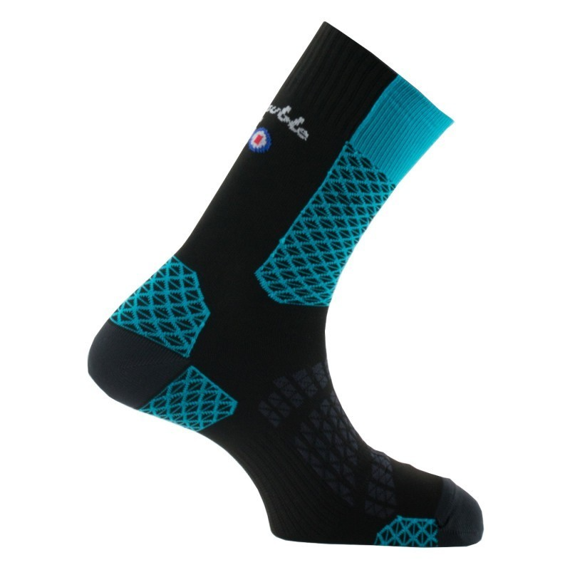 Chaussettes THYO Double Trek II Longues noir/turquoise