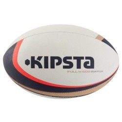 BALLON RUGBY FULL H 500 TAILLE 4 BLANC MARRON