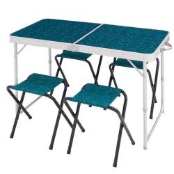 TABLE DE CAMPING / CAMP DU RANDONNEUR BLEUE POUR 4 PERSONNES AVEC 4 SIÈGES