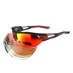 LUNETTES DE VÉLO ADULTE CYCLING 700 RED PACK ROUGE – 4 VERRES INTERCHANGEABLES B’TWIN