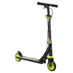 TROTTINETTE ENFANT MID5 AVEC FREIN AU GUIDON ET SUSPENSION NOIRE/VERTE