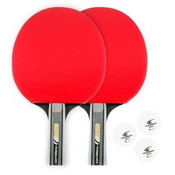 SET DE DEUX RAQUETTES DE PINGPONG CORNILLEAU AVEC TROIS BALLES. CORNILLEAU