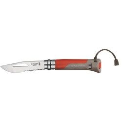 COUTEAU OPINEL RANDONNÉE NUMÉRO 8 OUTDOOR AVEC SIFFLET ROUGE OPINEL