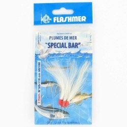 CUILLERS/PLUMES PECHE EN MER SPECIAL BAR BLANC N°3/0 X3 FLASHMER