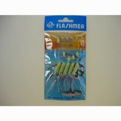 CUILLERS/PLUMES PECHE EN MER ALEVINS PHOSPHO 5 HAMEÇONS FLASHMER