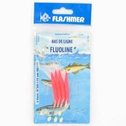 CUILLERS/PLUMES PÊCHE EN MER FLUOLINE 4 HAMEÇONS N°2/0 FLASHMER