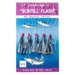 CUILLERS/PLUMES PÊCHE EN MER SCINTILL FLASH 5 HAMEÇONS N°2 FLASHMER