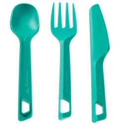 SET 3 COUVERTS (COUTEAU, FOURCHETTE, CUILLÈRE) CAMP DU RANDONNEUR PLASTIQUE VERT