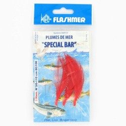 CUILLERS/PLUMES PECHE EN MER SPECIAL BAR ROUGES N°3/0 X3 FLASHMER