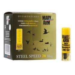 CARTOUCHE STEEL SPEED 28G CALIBRE 20/76 BILLE N°4/5 X25 MARY ARM