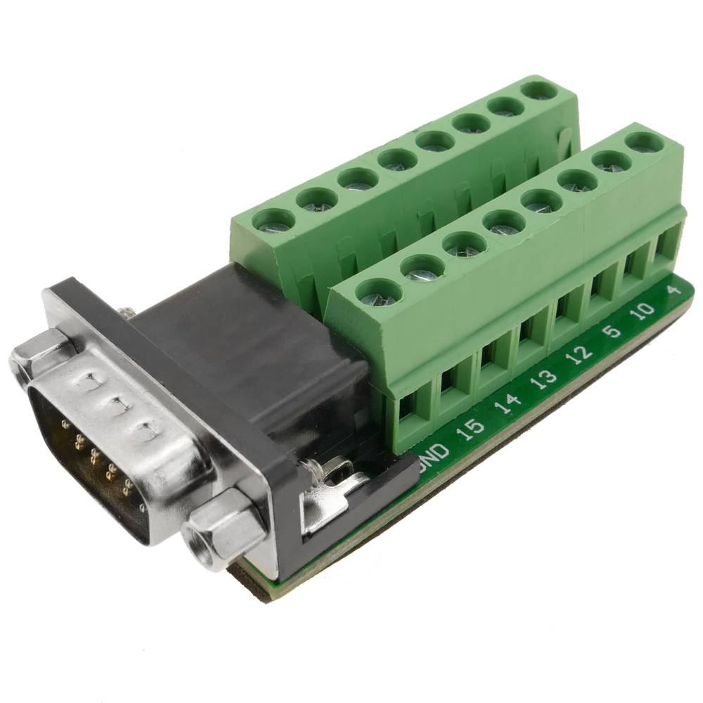 Adaptateur de connexion VGA HD15-mâle au bornier à 16 broches