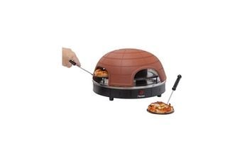 BESTRON BESTRON APG410 FOUR A PIZZA AVEC DÔME EN TERRE CUITE – POUR 1 A 4 PERSONNES – MARRON/NOIR