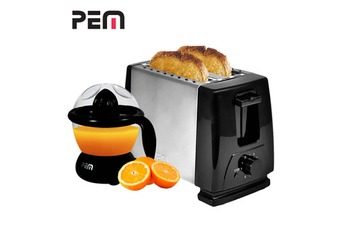 PEM PETIT DÉJEUNER – GRILLE PAIN 2 FENTES ALU-BROSSÉ + PRESSE AGRUMES ÉLECTRIQUE 0,7L – PEM