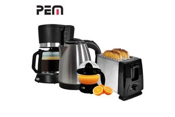 PEM PETIT DÉJEUNER COMPLET – GRILLE-PAIN + CAFETIÈRE + BOUILLOIRE + PRESSE AGRUMES – PEM