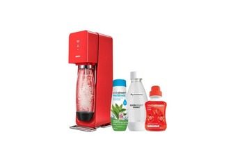 BIAGGIO SODASTREAM – MÉGA PACK : MACHINE A SODA SOURCE ROUGE + 1 BOUTEILLE FUSE 0.5L + 1 WATERMIX THÉ VERT MENTHE + 1 CONCENTRÉ COLA …