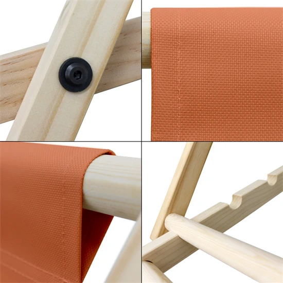 chaise longue pliante en bois 3 positions de couchage jusqu’à 120 kg orange