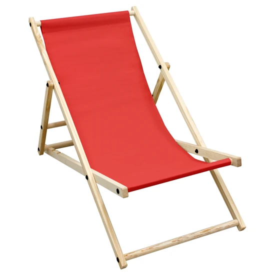 chaise longue pliante en bois 3 positions de couchage jusqu’à 120 kg rouge