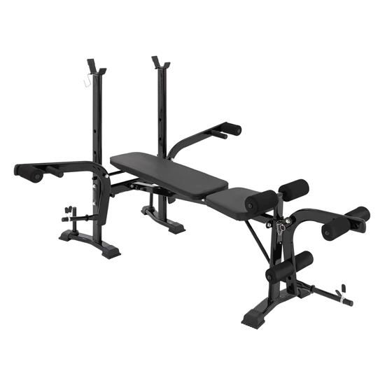 Banc de musculation multifonctionnel pliable, noir, en métal, jusqu’à 255 kg