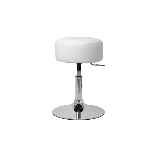 Pouf Ø 33 cm Blanc en acier chromé ML-Design