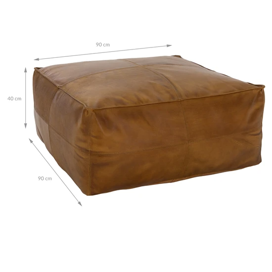 Pouf XXL 90x40x90 cm brun en cuir avec rembourrage en coton WOMO-Design