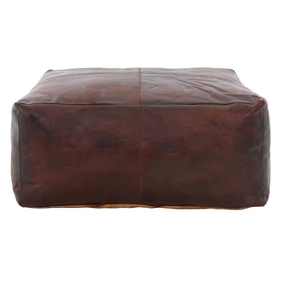 Pouf XXL 90x40x90 cm brun foncé en cuir avec rembourrage en coton WOMO-Design